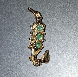 Vintage Saxaphone Pin W/ Light Blue Rhinestones